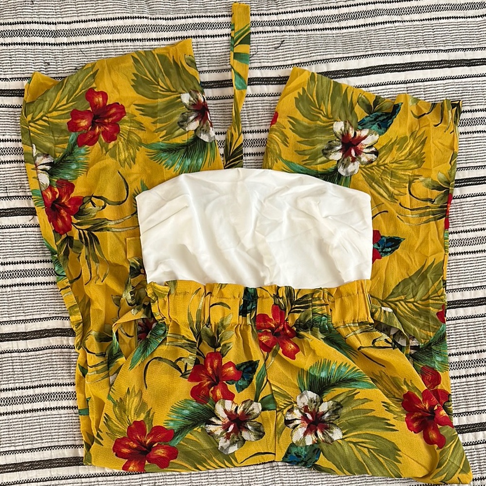 Fashion Nova Yellow Floral Jumpsuit